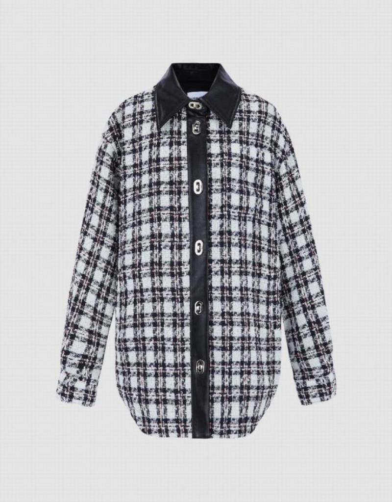 Urban Revivo Combination Tweed Plaid ジャケット レディース 白 | 529137-PTL