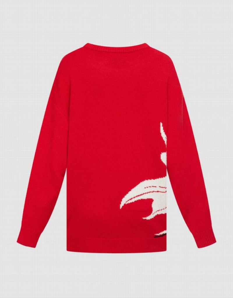 Urban Revivo Crew Neck Holiday セーター レディース 赤 | 407621-PKI