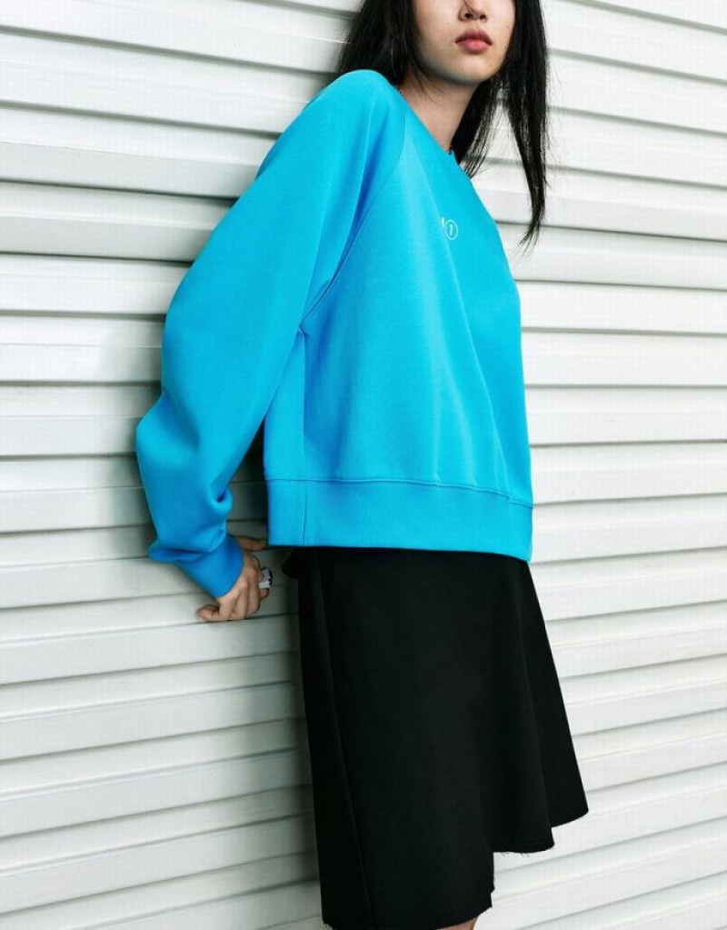 Urban Revivo Crew Neck Loose スウェットシャツ レディース 青 | 146758-BXO