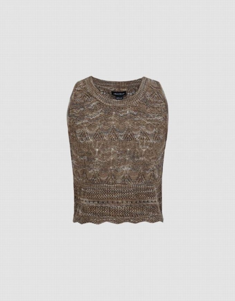 Urban Revivo Crochet Crew Neck ニット カーディガン レディース 緑 | 310456-UGM