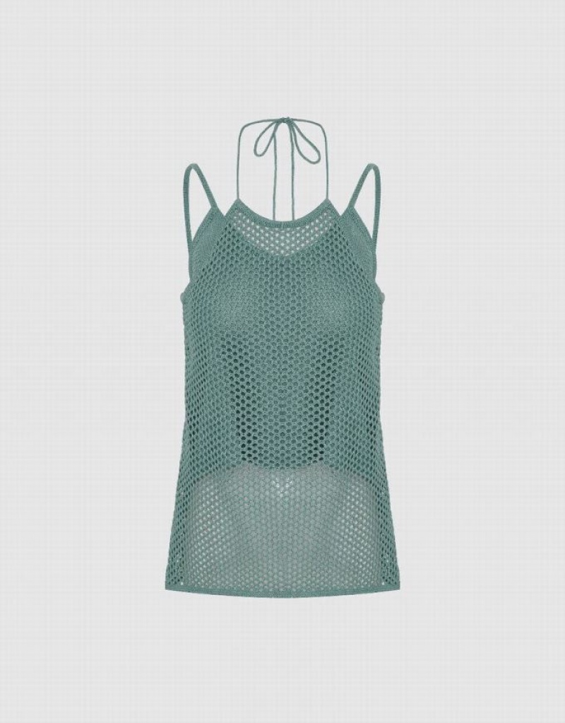 Urban Revivo Crochet Kntted Cami Top カーディガン レディース 緑 | 837126-NBU