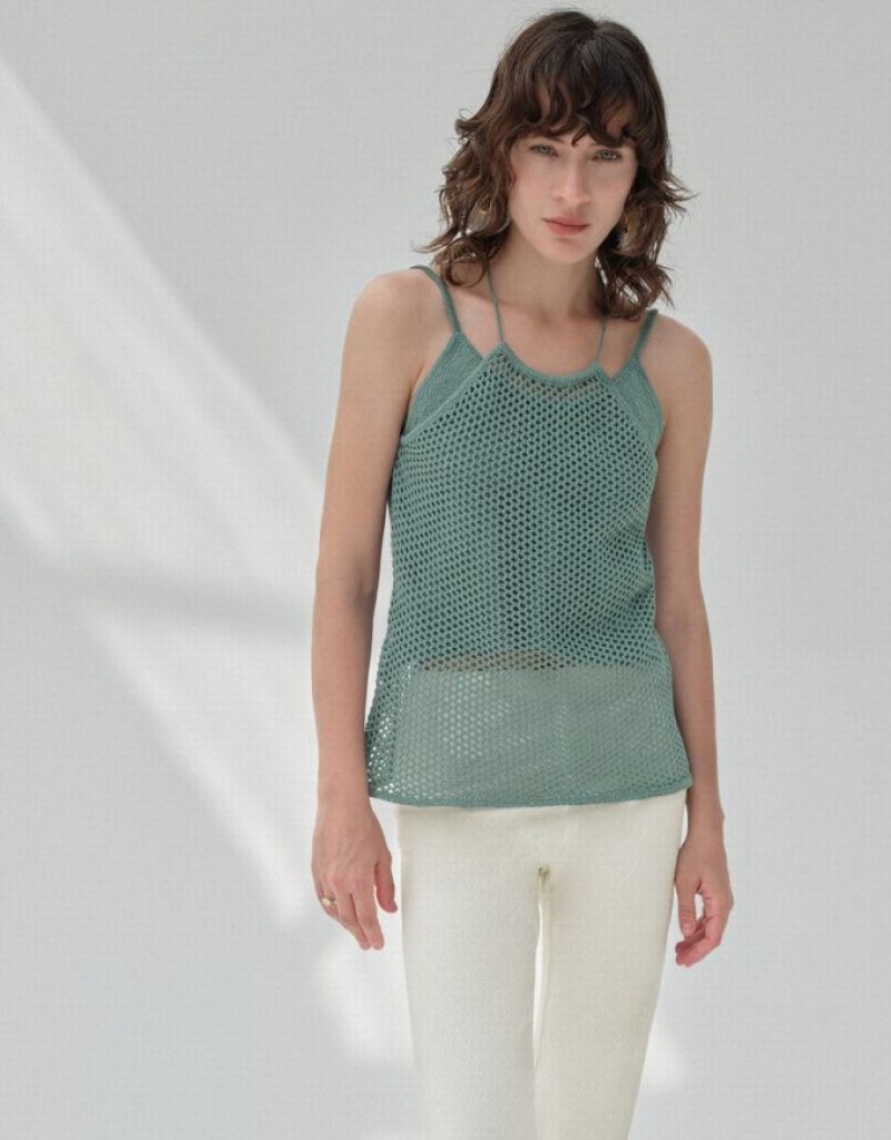 Urban Revivo Crochet Kntted Cami Top カーディガン レディース 緑 | 837126-NBU