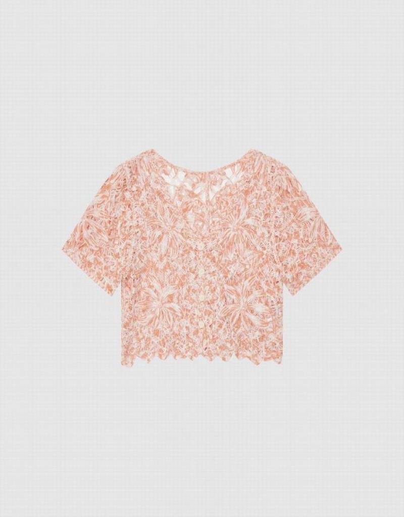 Urban Revivo Crochet V-Neck ニット カーディガン レディース ピンク | 179268-QLE