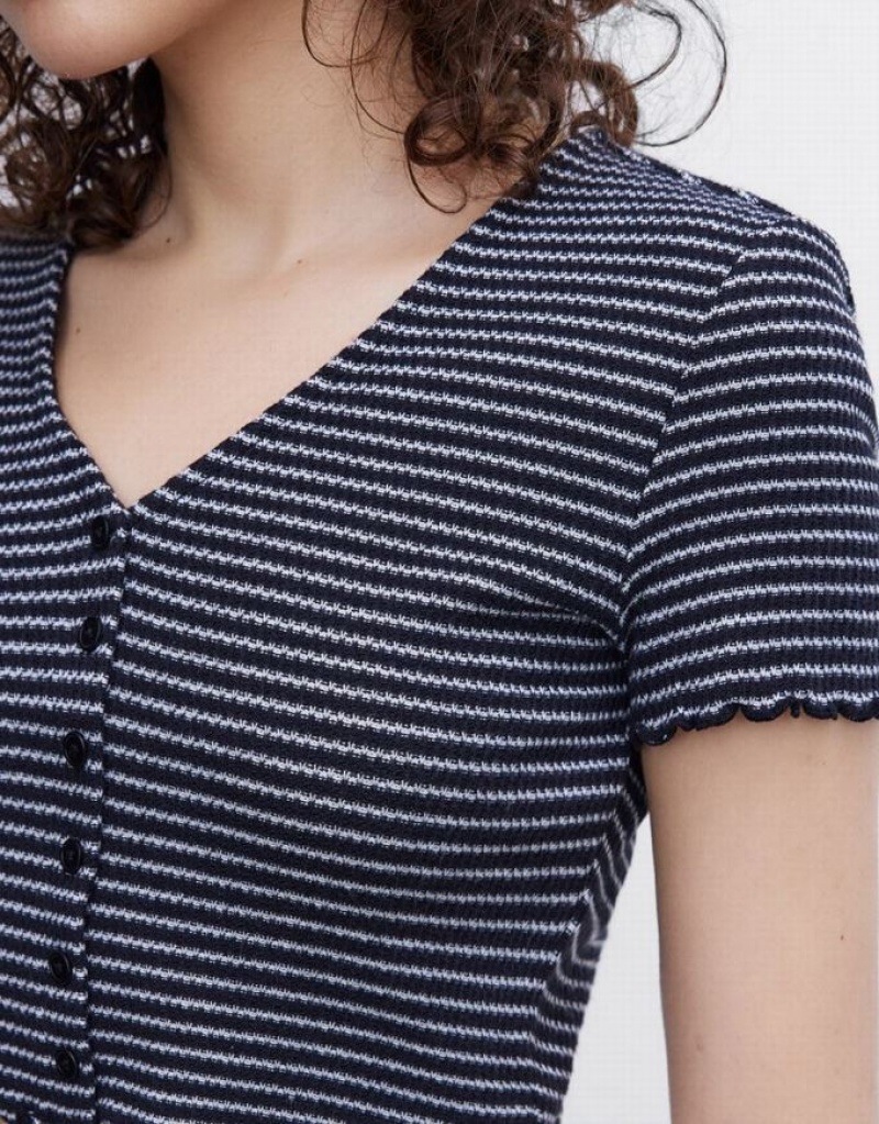 Urban Revivo Crop Tシャツ レディース Stripes | 097341-WLU