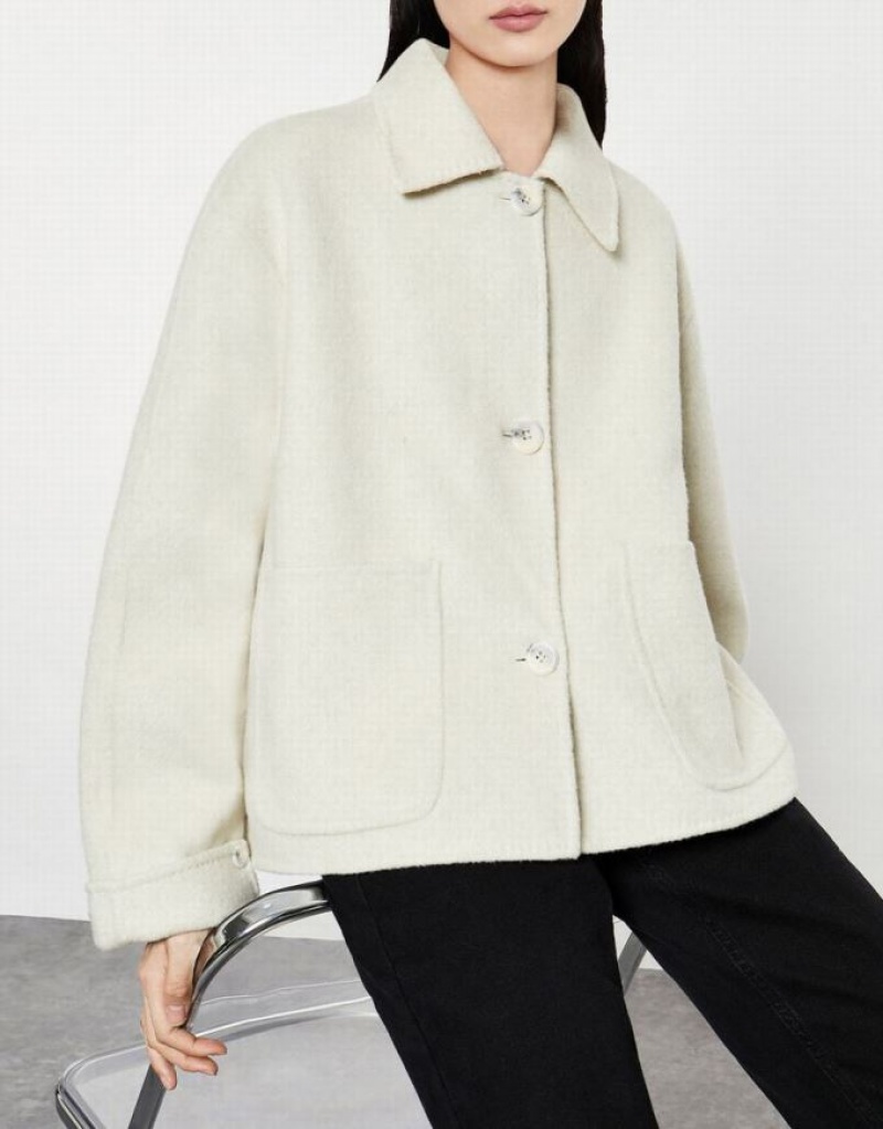 Urban Revivo Cropped Woolen ジャケット レディース ベージュ | 102897-MSW