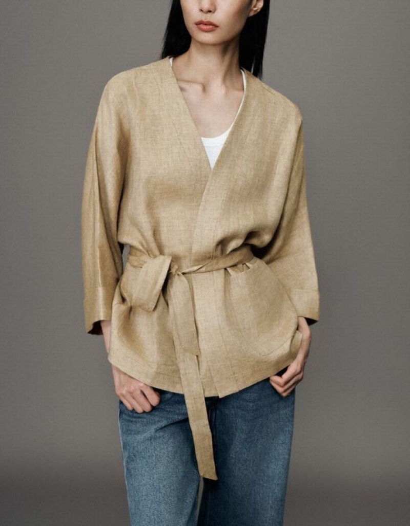 Urban Revivo Dolman Sleeve 真っ直ぐ ジャケット レディース カーキ | 452819-OBW