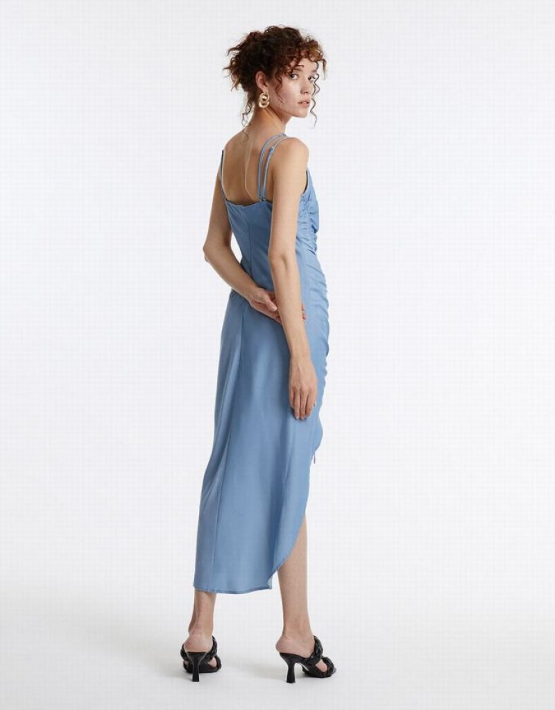 Urban Revivo Draped Midi ミディドレス レディース 青 | 287350-YNW