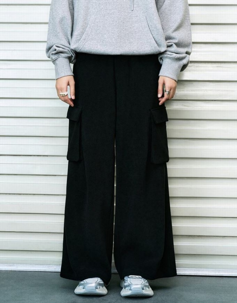 Urban Revivo Drawstring Waist ニット 真っ直ぐ パンツ レディース 黒 | 258743-HVL