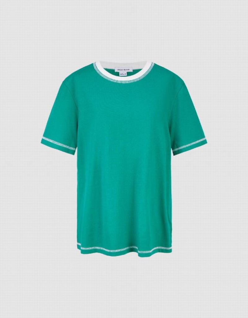 Urban Revivo Drop Shoulder Sleeve Crew Neck Tシャツ レディース 緑 | 438216-CXI