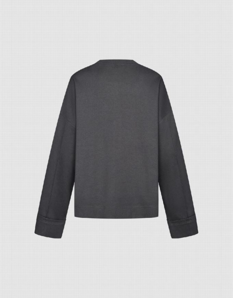 Urban Revivo Drop Shoulder Sleeve Crew Neck スウェットシャツ メンズ 暗グレー | 927405-OFT