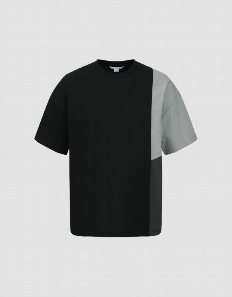 Urban Revivo Drop Shoulder Sleeve Crew Neck Tシャツ メンズ 黒 | 164752-OKA