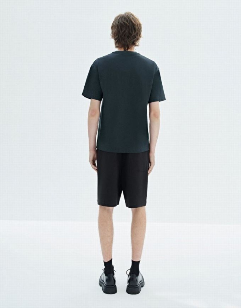 Urban Revivo Drop Shoulder Sleeve Crew Neck Tシャツ メンズ 青 | 104658-ROB