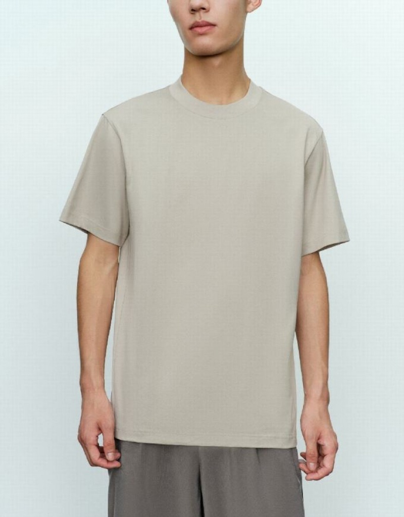 Urban Revivo Drop Shoulder Sleeve Crew Neck Tシャツ メンズ グレー | 908214-DME