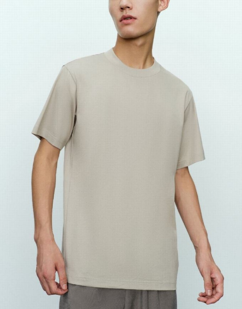 Urban Revivo Drop Shoulder Sleeve Crew Neck Tシャツ メンズ グレー | 908214-DME