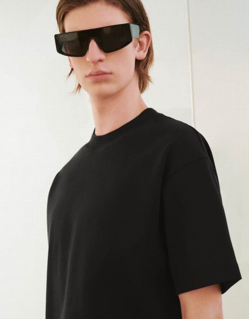 Urban Revivo Drop Shoulder Sleeve Crew Neck Tシャツ メンズ 黒 | 058673-FHQ