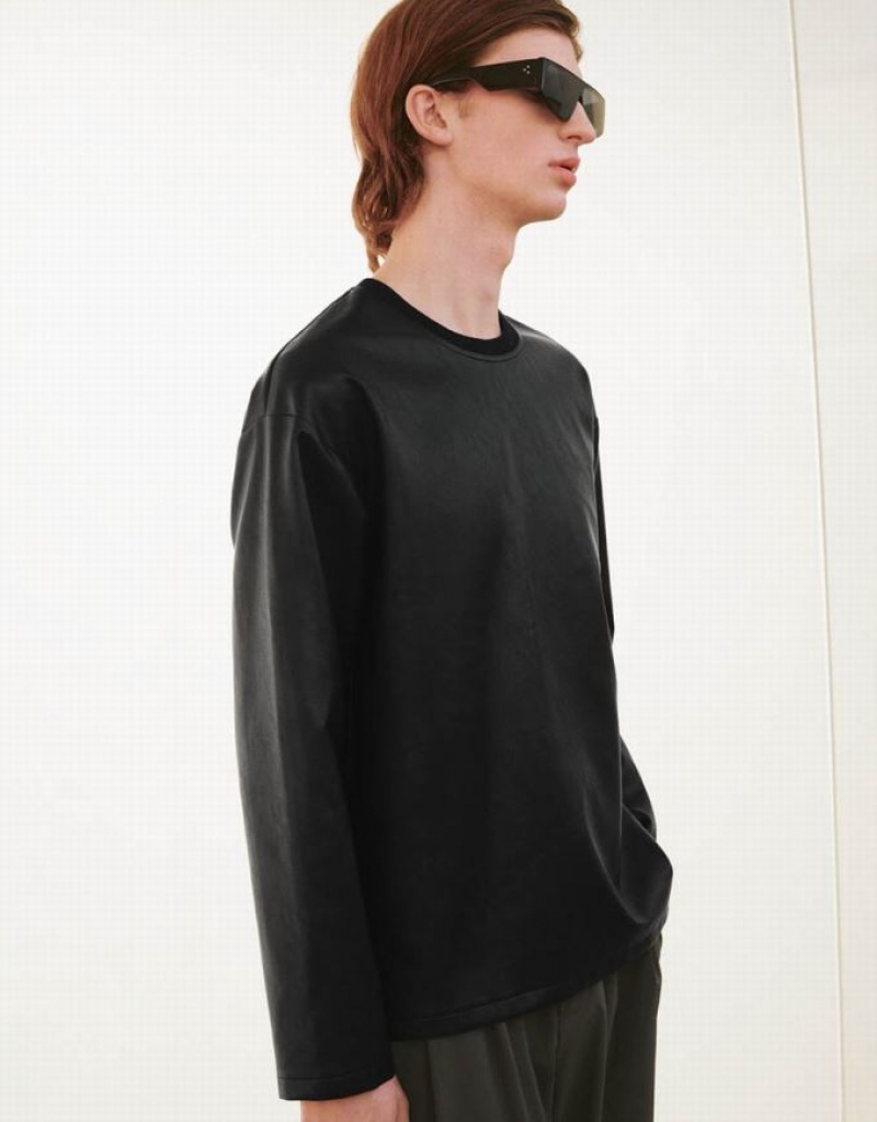 Urban Revivo Drop Shoulder Sleeve Loose Overhead ブラウス メンズ 黒 | 216349-EZM