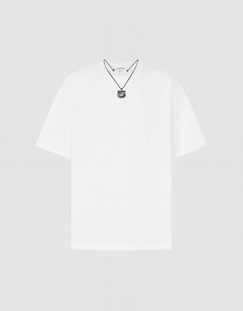 Urban Revivo Drop Shoulder Sleeve Tシャツ メンズ 白 | 085349-OBL