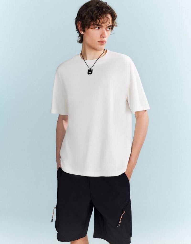 Urban Revivo Drop Shoulder Sleeve Tシャツ メンズ 白 | 085349-OBL