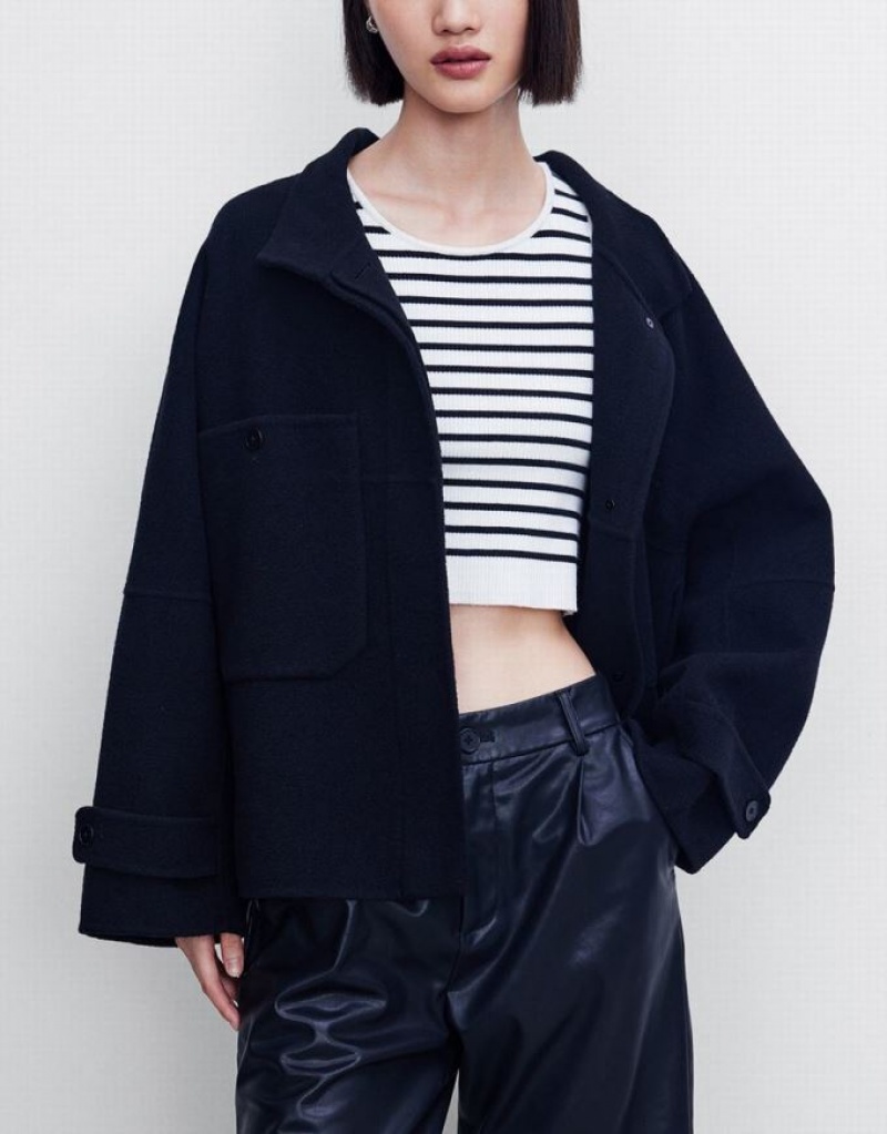 Urban Revivo Drop Shoulder Sleeve 真っ直ぐ コート レディース 黒 | 876312-LZN