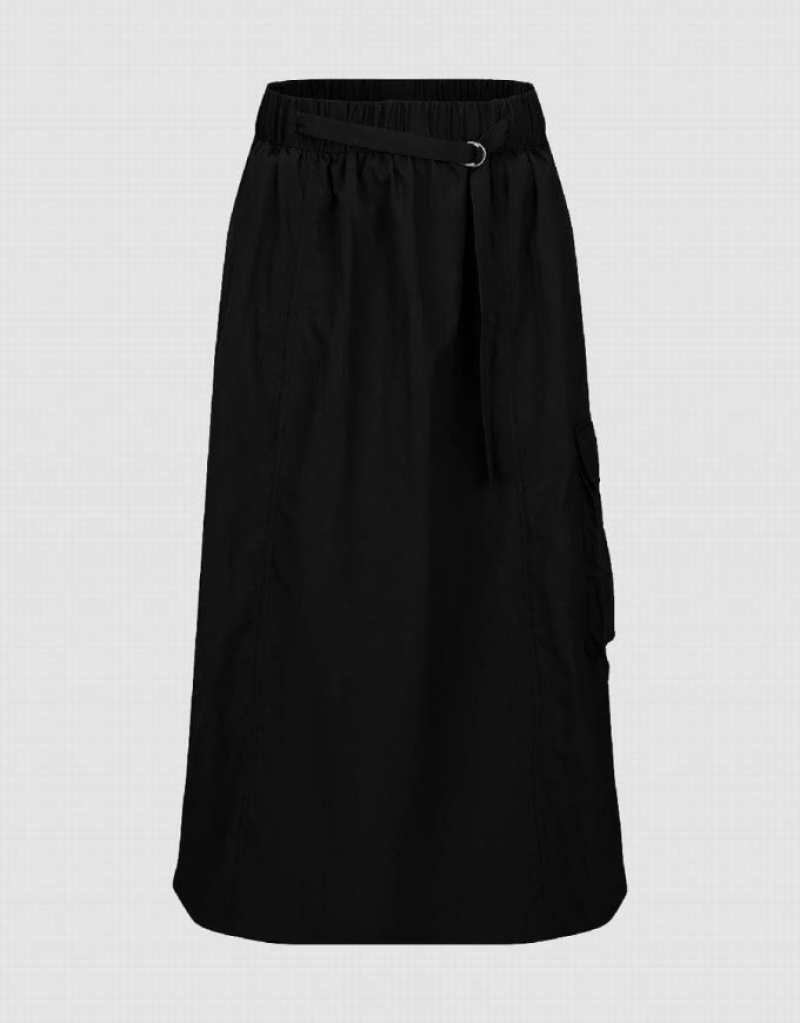 Urban Revivo Elastic Waist Midi A-Line スカート レディース 黒 | 715609-KAL