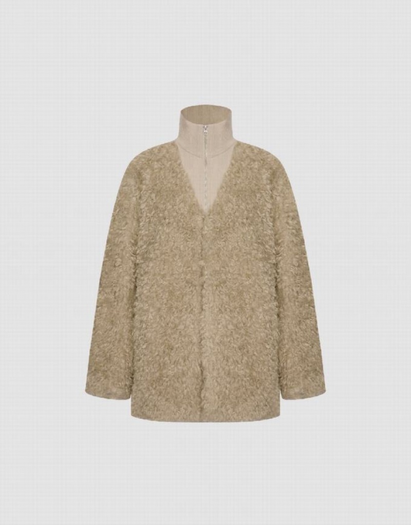 Urban Revivo Faux Fur 2 In 1 ジャケット レディース カーキ | 479213-PFM