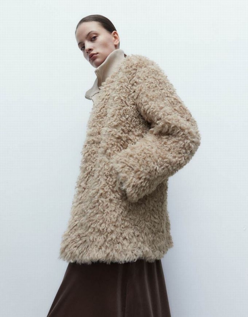 Urban Revivo Faux Fur 2 In 1 ジャケット レディース カーキ | 479213-PFM