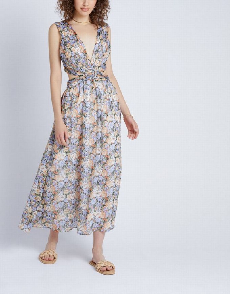 Urban Revivo Floral Cut Out ノースリーブ Maxi マキシドレス レディース グレー | 128430-FMZ