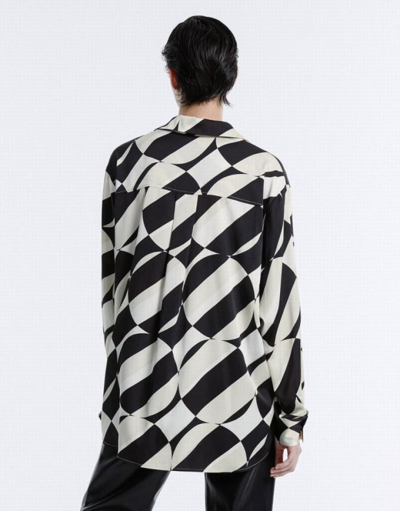 Urban Revivo Geometric Print シャツ レディース グレー | 405268-XMT