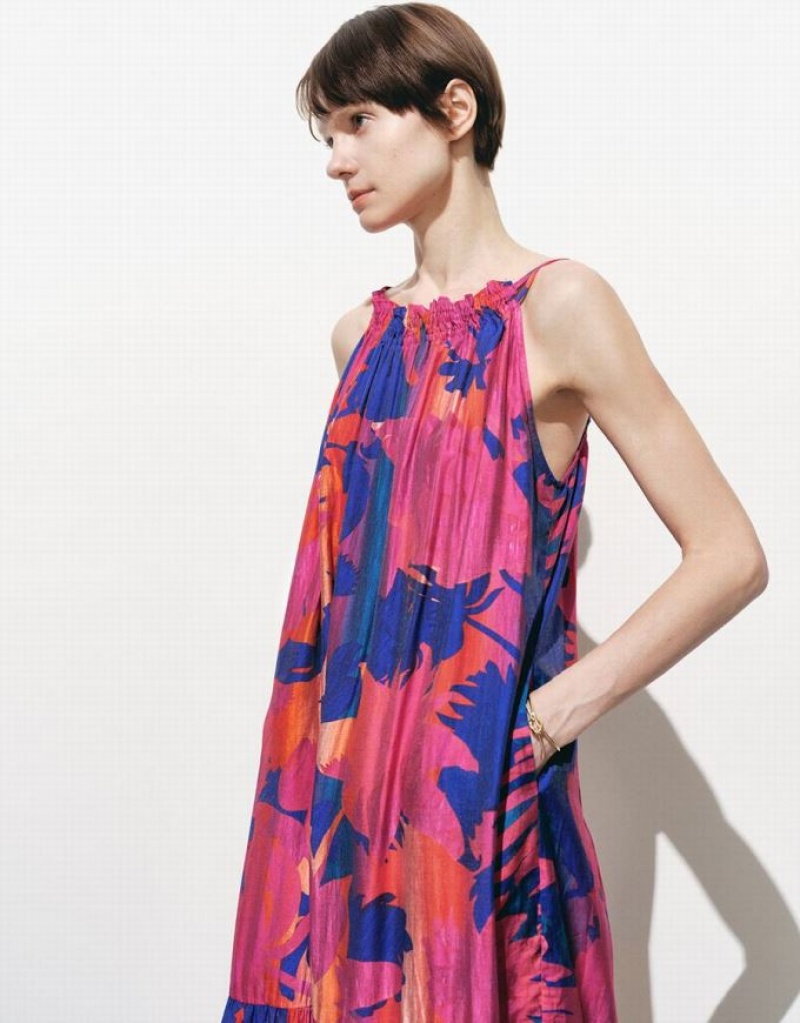 Urban Revivo Halter Neck Printed A-Line ワンピース レディース カラー | 674219-GEH