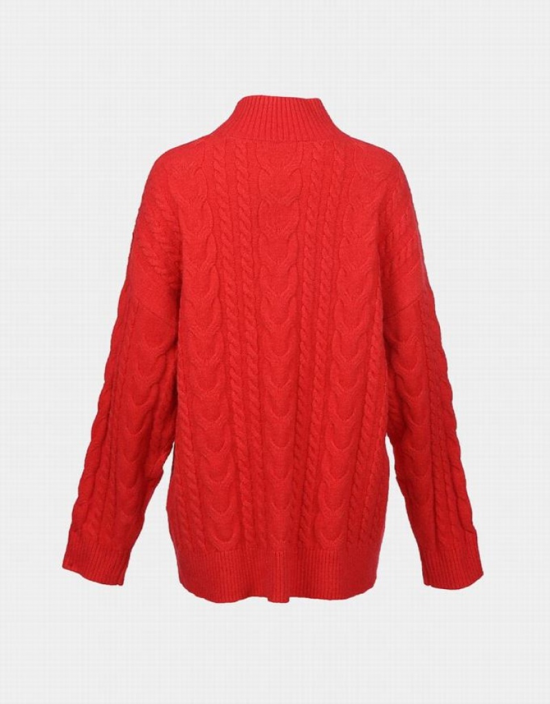 Urban Revivo High Neck Cable Knit Holiday セーター レディース 赤 | 043817-NMS