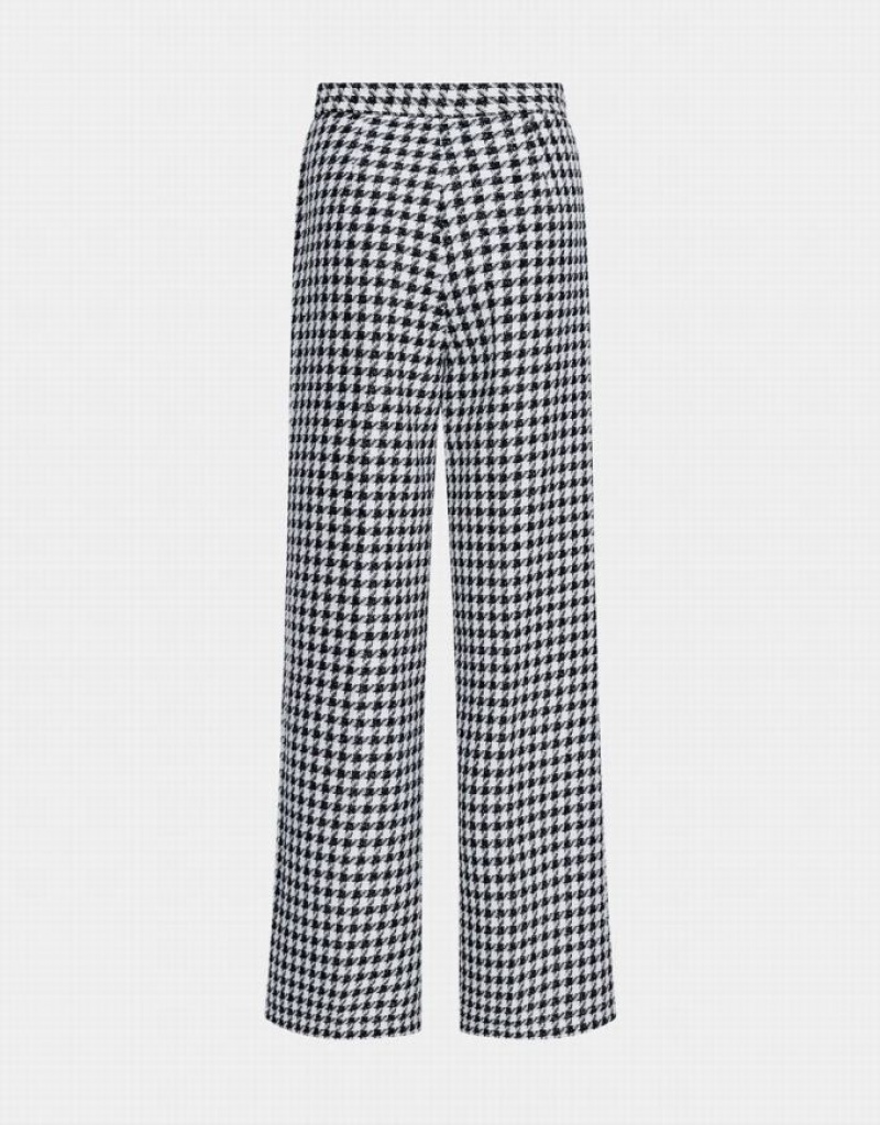 Urban Revivo Houndstooth Pattern ワイド Leg パンツ レディース 白 | 467208-VFX