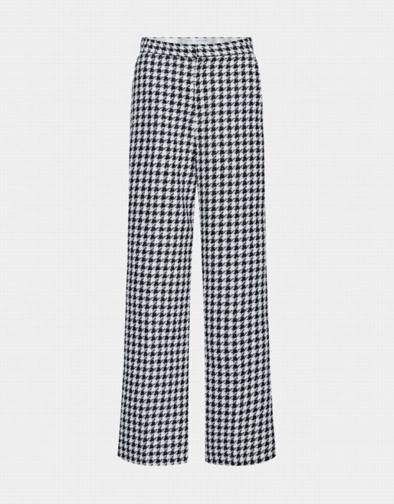 Urban Revivo Houndstooth Pattern ワイド Leg パンツ レディース 白 | 467208-VFX