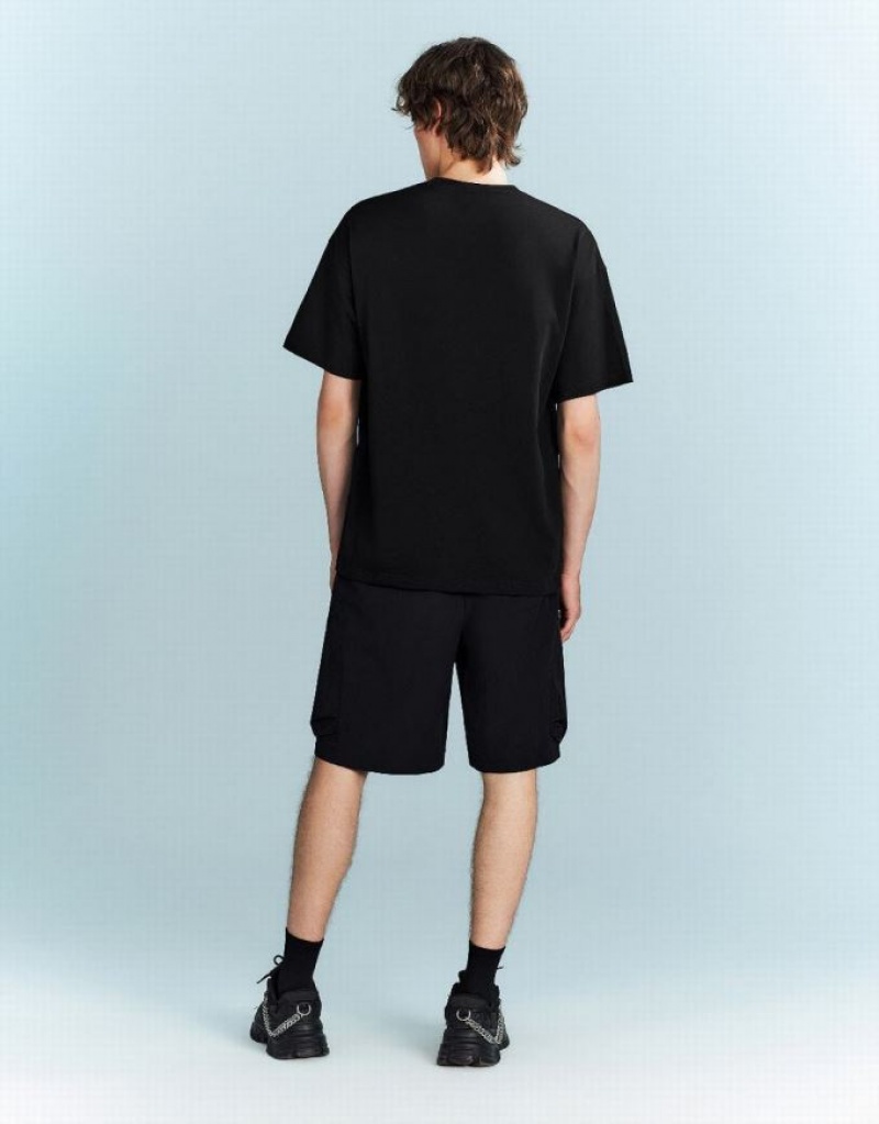 Urban Revivo Loose Tシャツ メンズ 黒 | 908237-MYW