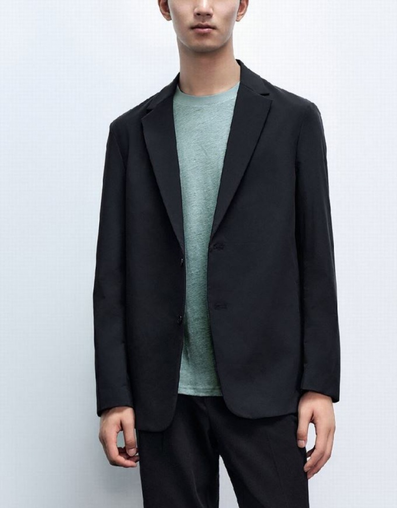 Urban Revivo Notch Lapel Tailored ブレイザーズ メンズ 黒 | 036419-LJN