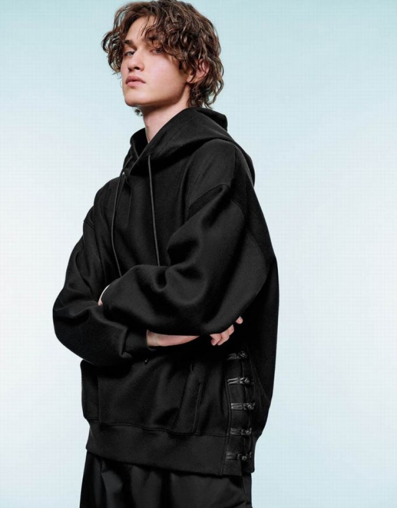 Urban Revivo Oversized フード付き スウェットシャツ メンズ 黒 | 973408-ARY