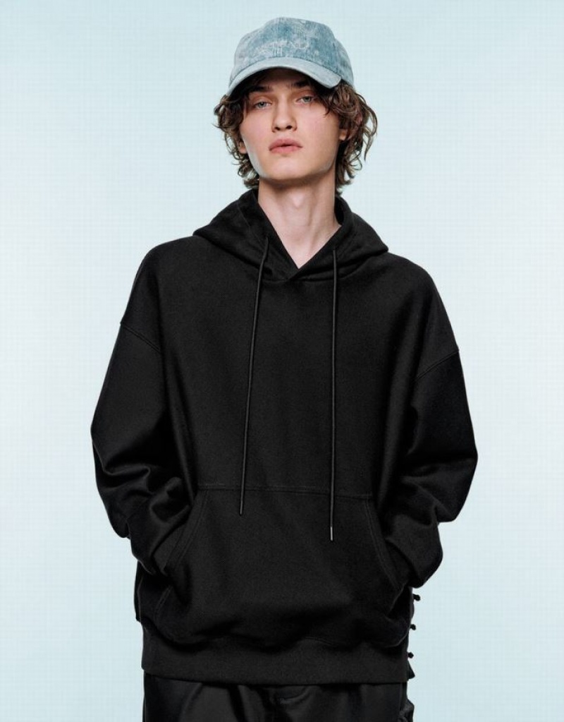 Urban Revivo Oversized フード付き スウェットシャツ メンズ 黒 | 973408-ARY