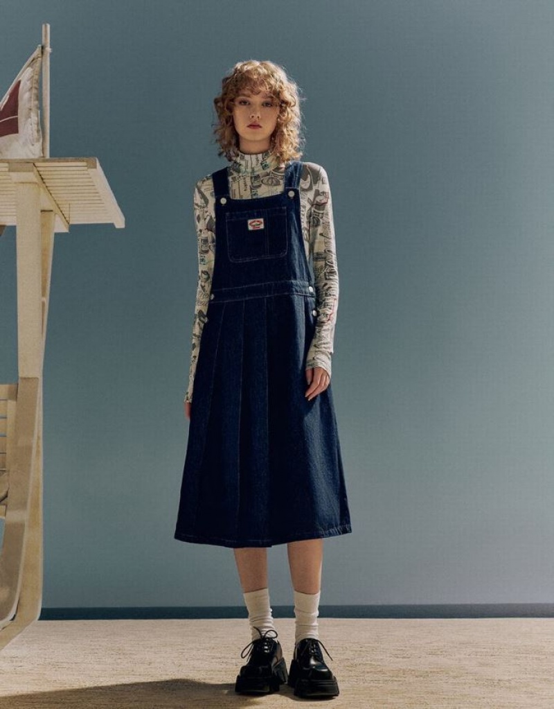 Urban Revivo Pinafore デニムワンピース レディース 青 | 629731-SZB