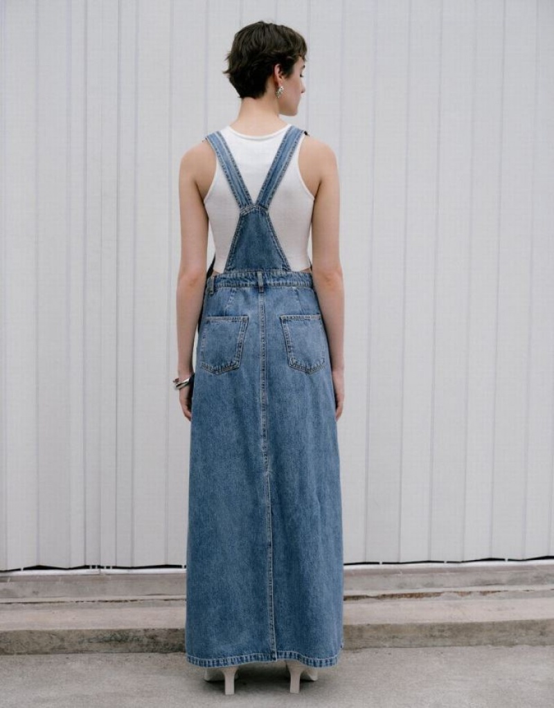 Urban Revivo Pinafore デニムワンピース レディース 青 | 740235-PHX