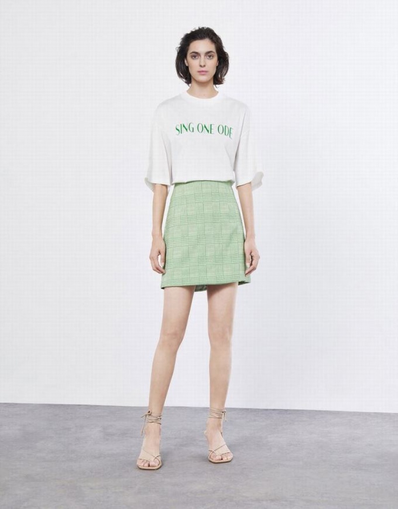 Urban Revivo Plaid Pattern Mini スカート レディース Mint | 439570-KZX