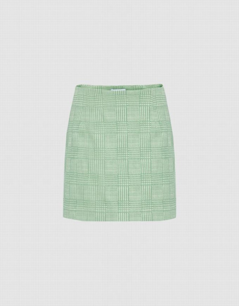 Urban Revivo Plaid Pattern Mini スカート レディース Mint | 439570-KZX