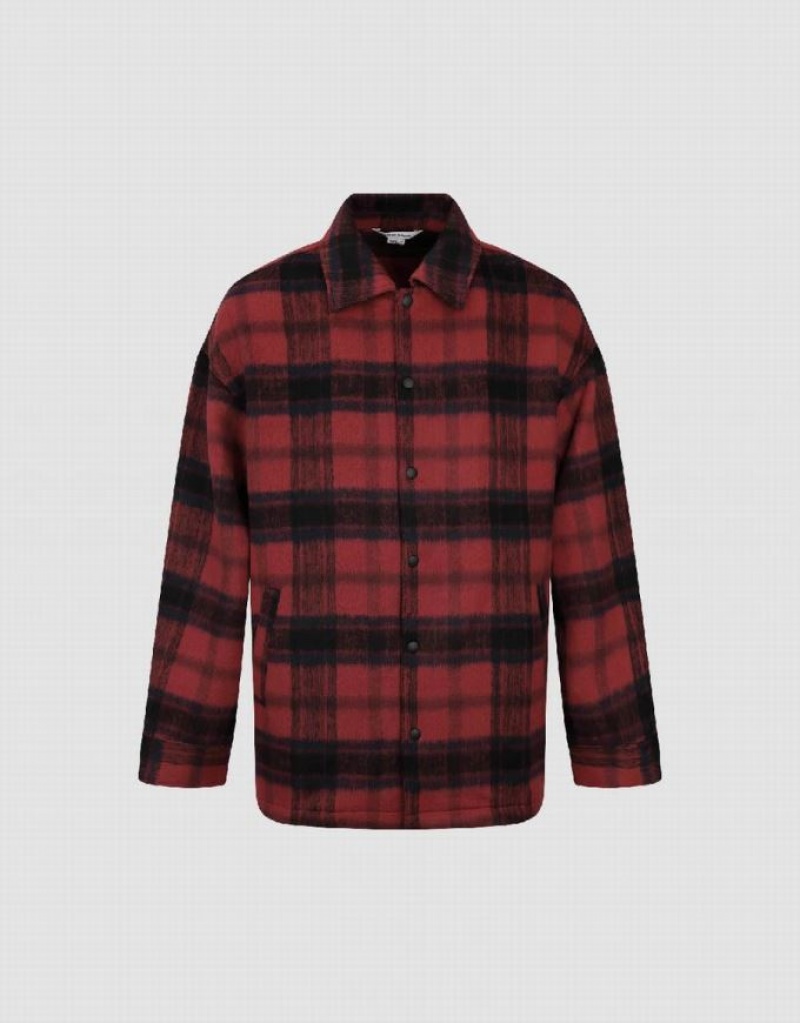 Urban Revivo Plaid Woolen ジャケット メンズ 赤 | 167903-RZK