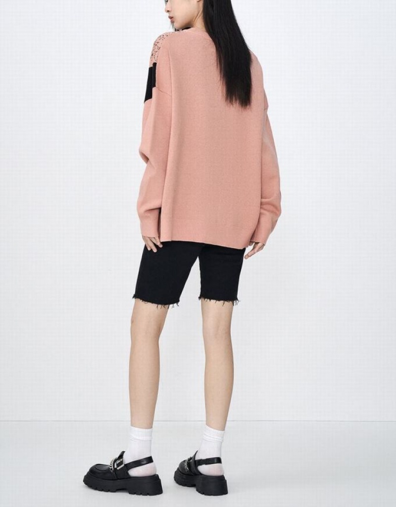 Urban Revivo Printed Crew Neck ニット カーディガン レディース カラー | 741925-KPC