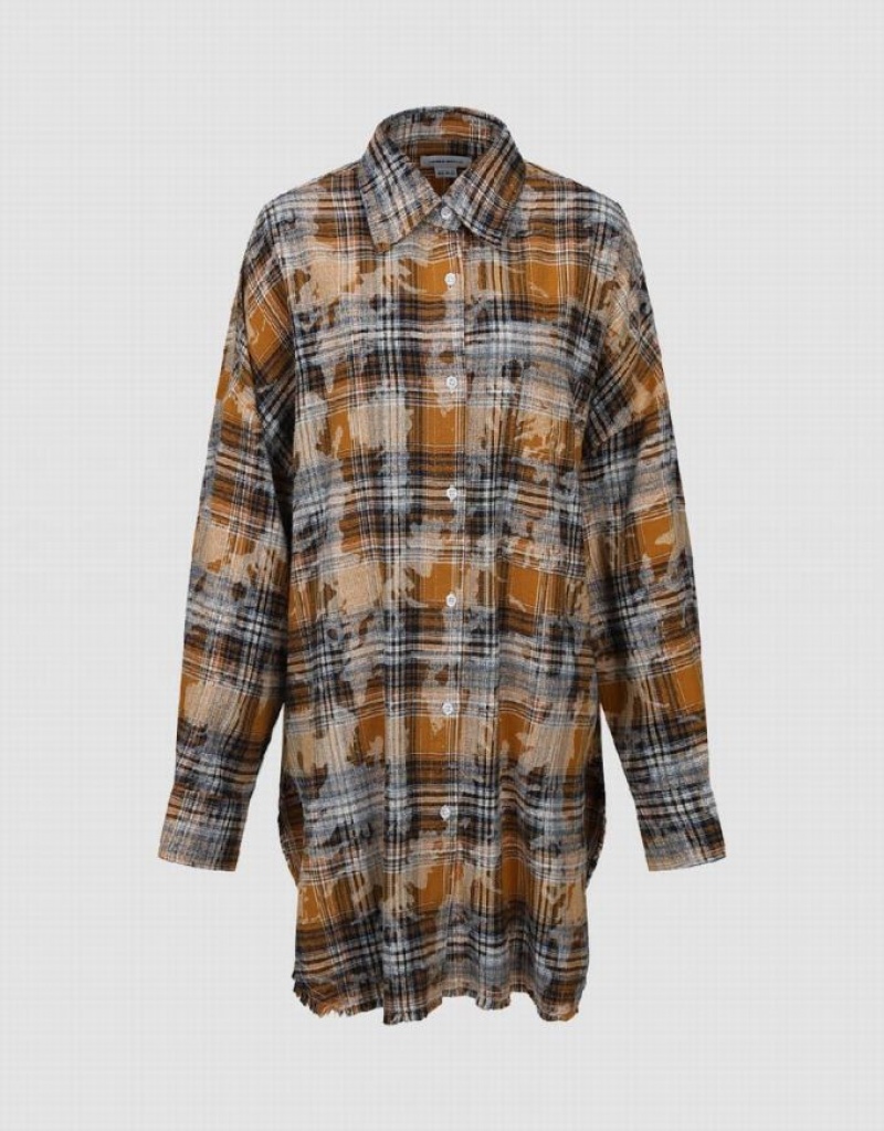 Urban Revivo Printed Plaid Button Up 真っ直ぐ シャツ レディース カラー | 967512-CGY