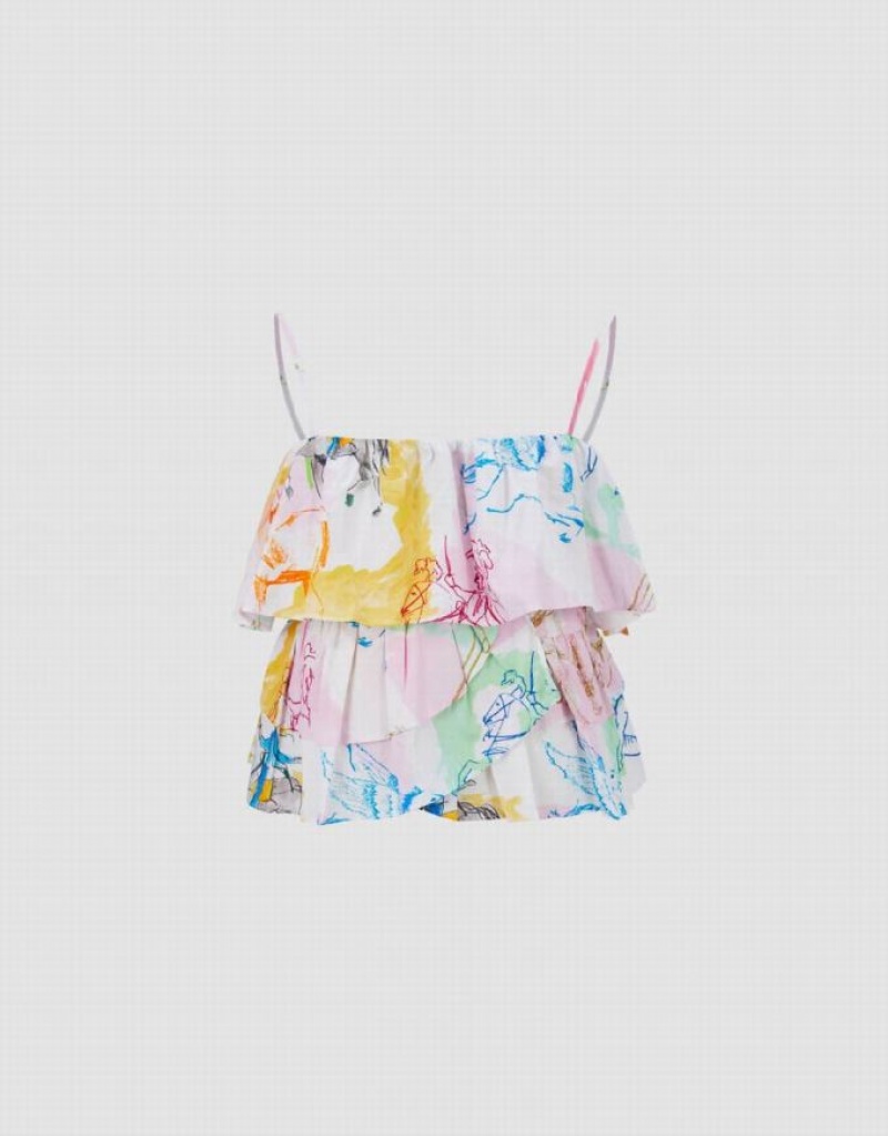 Urban Revivo Printed Ruffle Cami Top ブラウス レディース カラー | 016739-RZJ