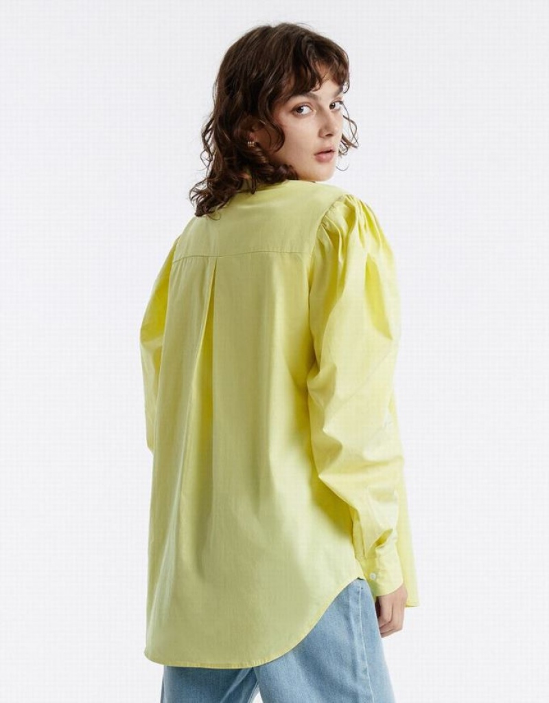 Urban Revivo Puff Sleeve シャツ レディース 緑 | 953874-MPI