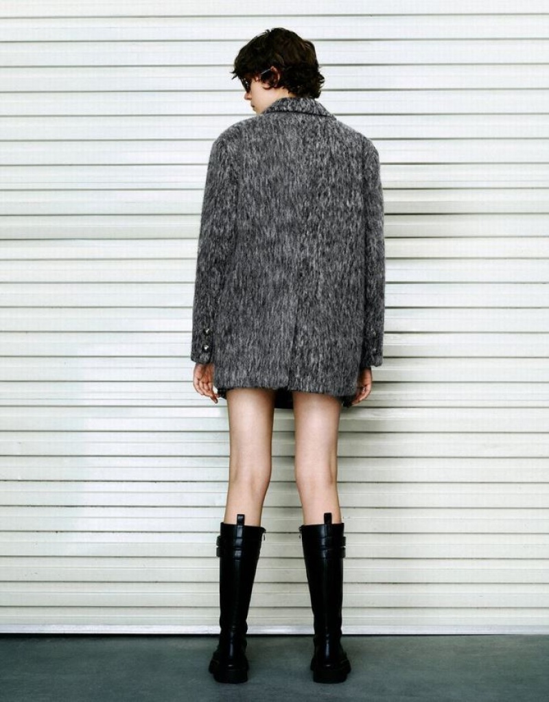 Urban Revivo Single Breasted Woolen コート レディース ライトグレー | 598376-QVC