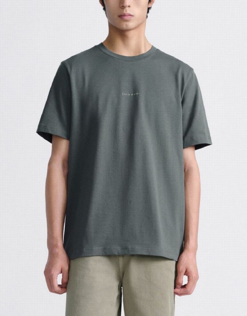 Urban Revivo Standard Sleeve Crew Neck Tシャツ メンズ グレー | 019327-AZK