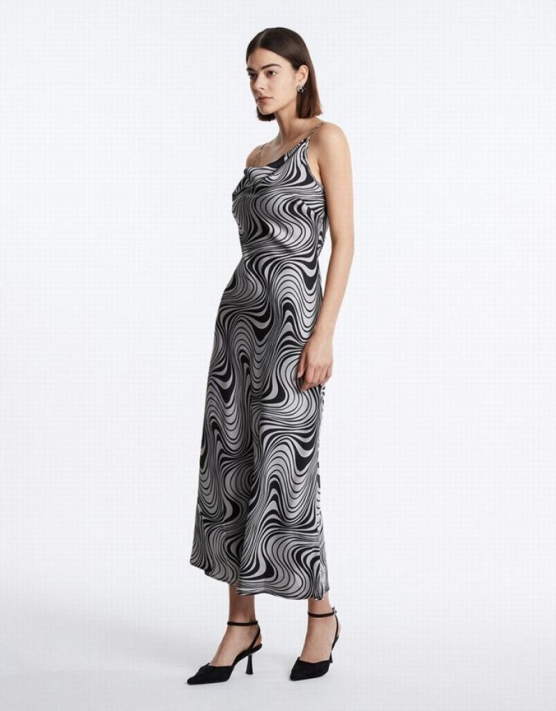 Urban Revivo Swirl Print Maxi Cami マキシドレス レディース グレー | 357106-VCA