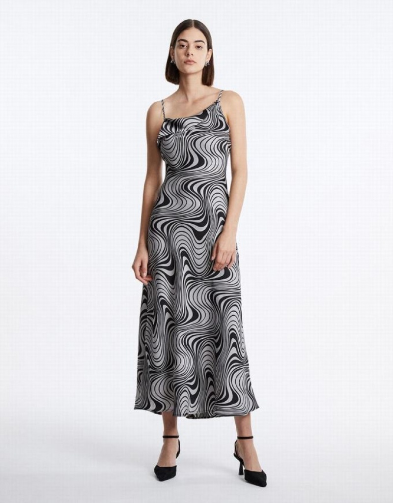 Urban Revivo Swirl Print Maxi Cami マキシドレス レディース グレー | 357106-VCA