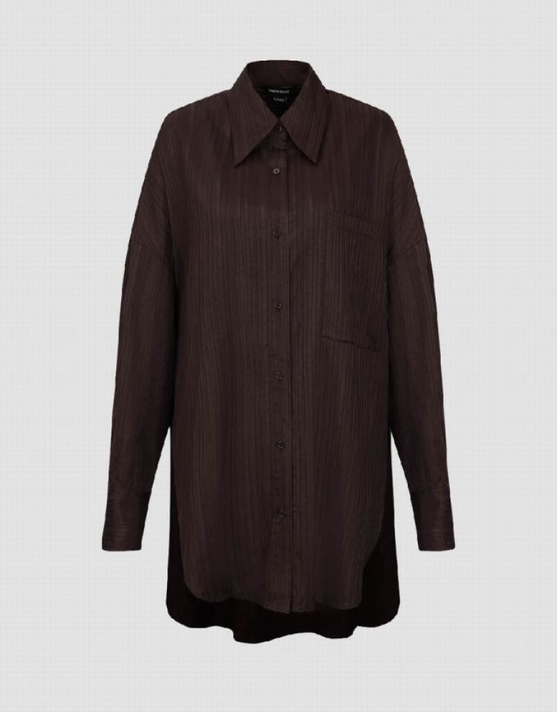 Urban Revivo Textured Button Up Oversized シャツ レディース コー​​ヒー | 410275-JPV